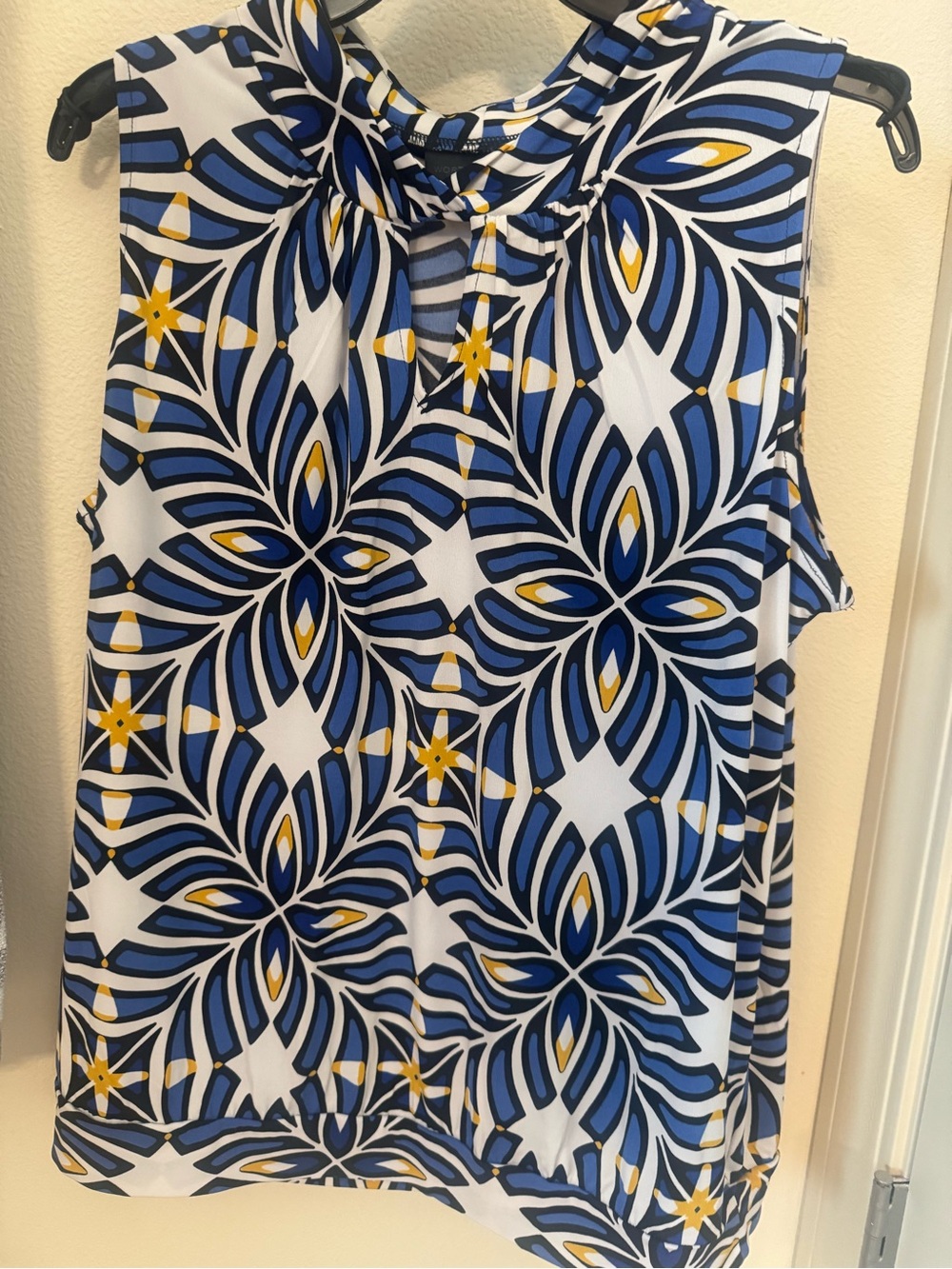 Worthington Royal blue, White & Yellow & black Geometric Sleeveless